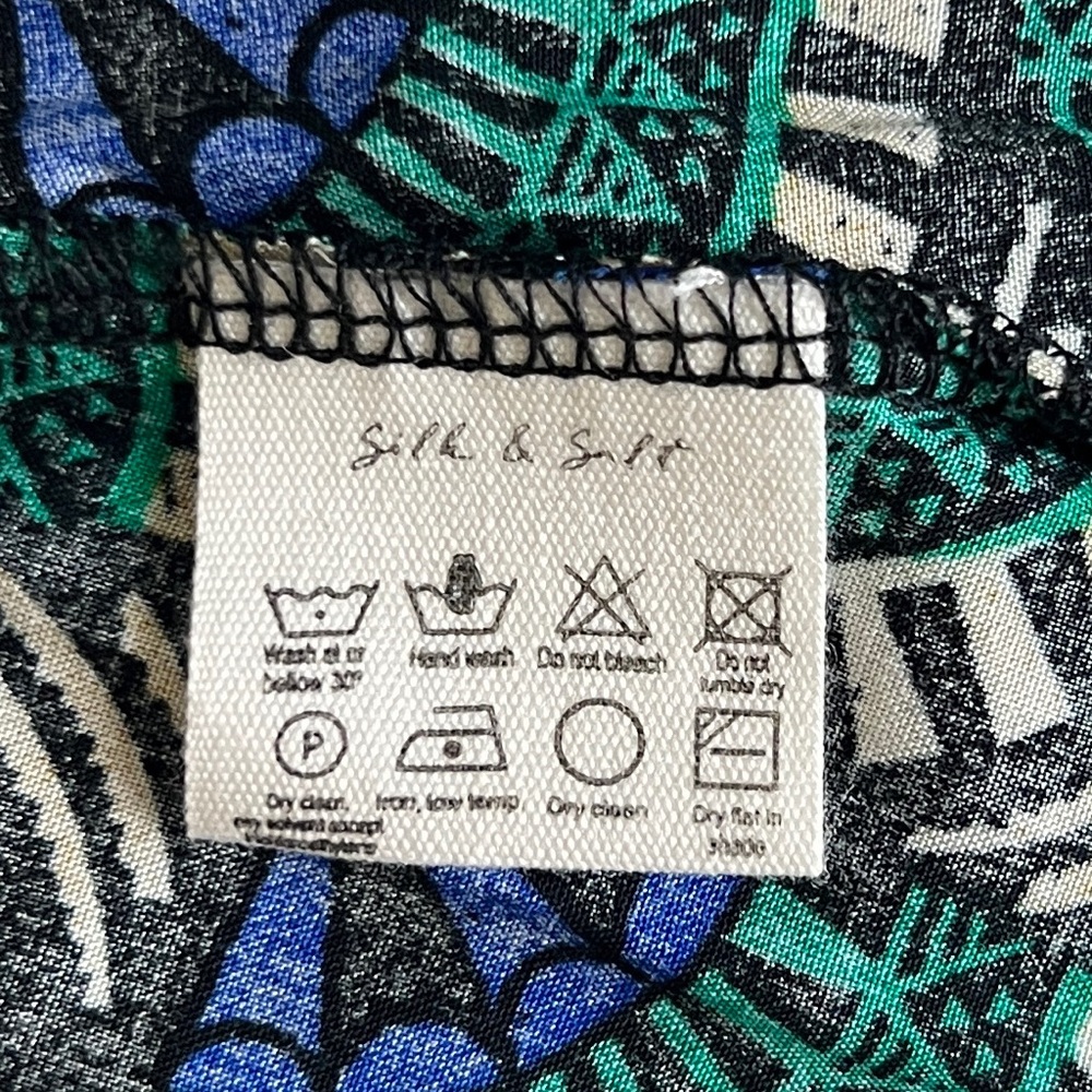 Printed V-Neck Midi Dress in Teal and Navy - Picture 9 of 10